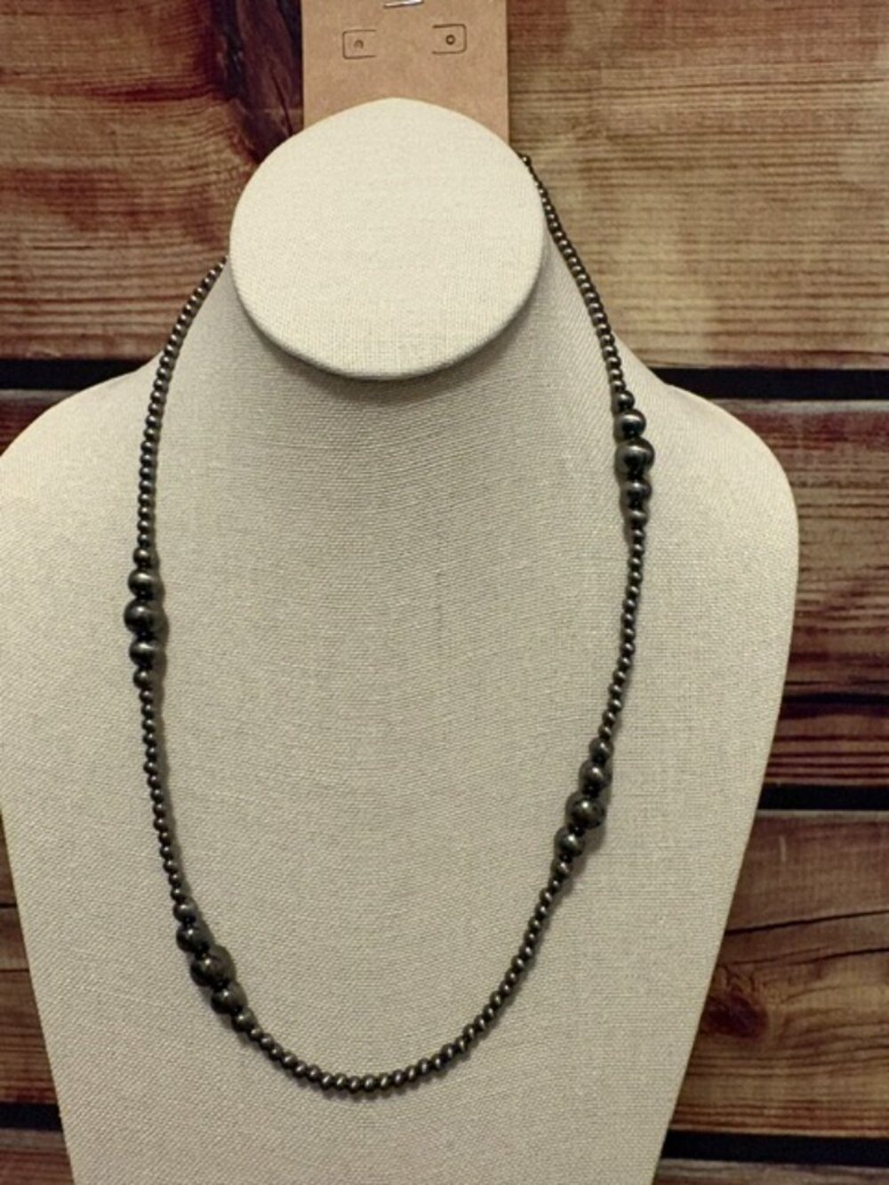 ISAC 22" Handmade Western Bead Necklace Silver Tone Navajo Style NWT